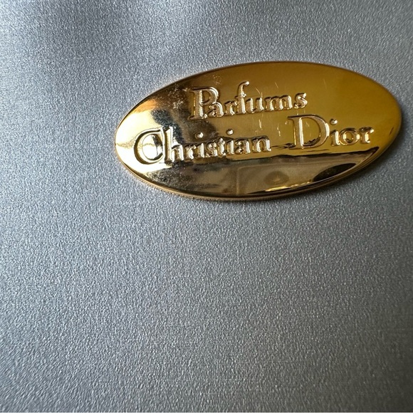 CHRISTIAN DIOR Parfums Perfume Cosmetic Makeup Bag Small Silver Gold Tone - Picture 8 of 10